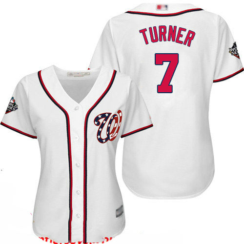 Nationals #7 Trea Turner White Home 2019 World Series Bound Women's Stitched Baseball Jersey
