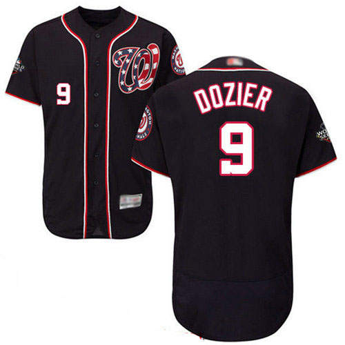 Nationals #9 Brian Dozier Navy Blue Flexbase Authentic Collection 2019 World Series Bound Stitched Baseball Jersey