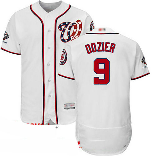 Nationals #9 Brian Dozier White Flexbase Authentic Collection 2019 World Series Champions Stitched Baseball Jersey