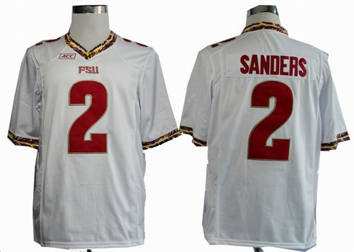 Ncaa 2013 Florida State Seminoles (FSU) Deion Sanders 2 College Football white Jerseys