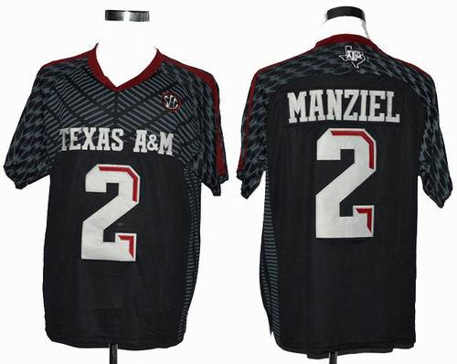 Ncaa 2013 Texas A&M Aggies Johnny Manziel 2 College Football Authentic Techfit black Jerseys