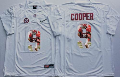 Ncaa Alabama Crimson Tide #9 Amari Cooper white fashion jerseys