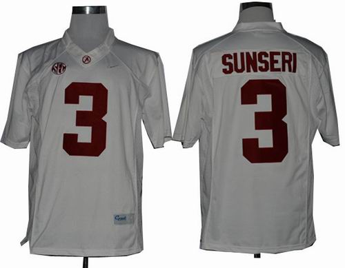 Ncaa Alabama Crimson Tide Vinnie Sunseri 3 College Football Limited white Jerseys