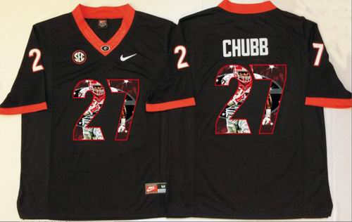 Ncaa Georgia Bulldogs #27 Nick Chubb black limited fashion jerseys