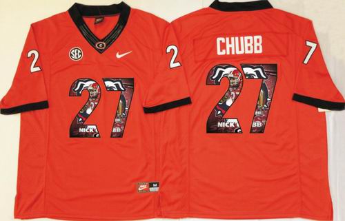 Ncaa Georgia Bulldogs #27 Nick Chubb red limited fashion jerseys