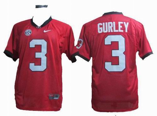 Ncaa Georgia Bulldogs Todd Gurley 3 Red 2012 SEC Patch College Football Jersey