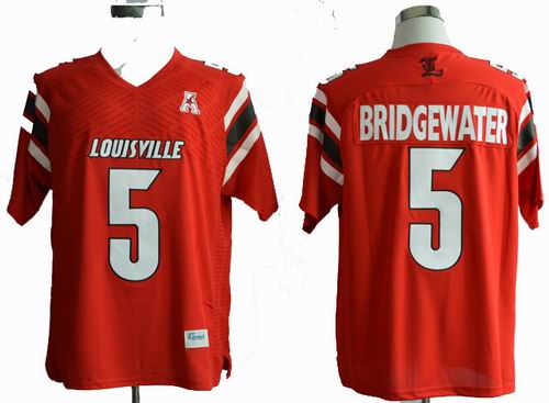 Ncaa Louisville Cardinals Teddy Bridgewater 5 AAC Patch NCAA Football Authentic Techfit red Jerseys