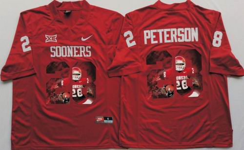 Ncaa Oklahoma Sooners #28 Adrian Peterson red fashion jerseys