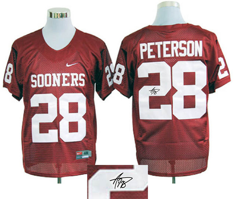 Ncaa Oklahoma Sooners #28 Adrian Peterson red signature jerseys