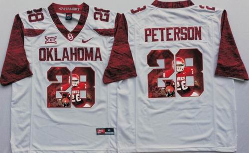 Ncaa Oklahoma Sooners #28 Adrian Peterson white limited fashion jerseys