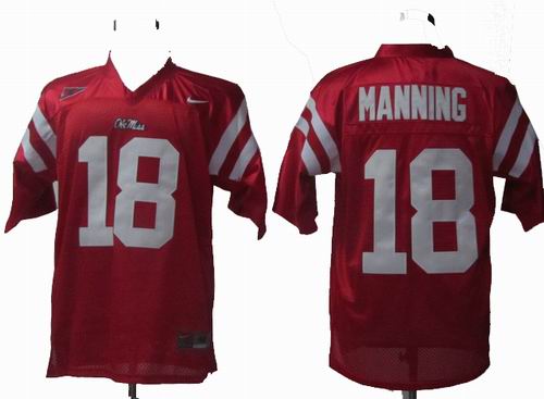 Ncaa Ole Miss Rebels Achie Manning 18 Red College Football Jerseys
