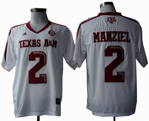 Ncaa Texas A&M Aggies Johnny Manziel 2 Football Techfit white Jerseys