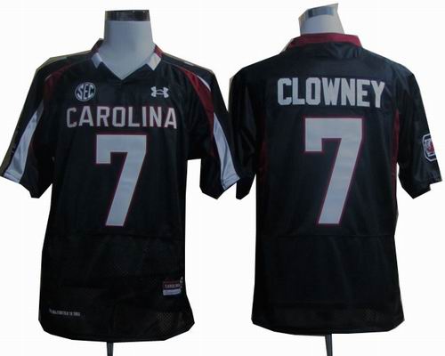 Ncaa Under Armour South Carolina Javedeon Clowney 7 New SEC Patch Black jerseys