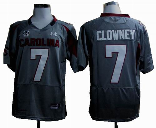 Ncaa Under Armour South Carolina Javedeon Clowney 7 New SEC Patch grey jerseys