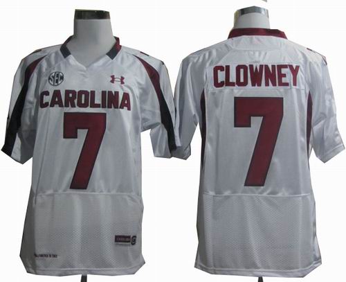 Ncaa Under Armour South Carolina Javedeon Clowney 7 New SEC Patch white jerseys