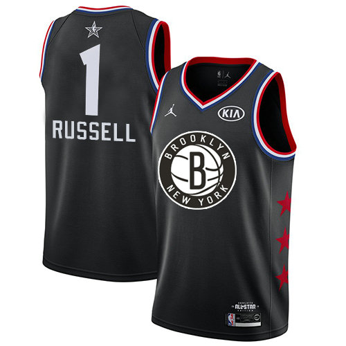 Nets #1 D'Angelo Russell Black Basketball Jordan Swingman 2019 All-Star Game Jersey