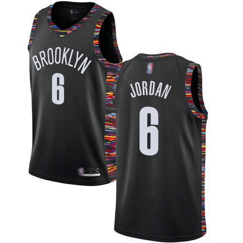 Nets #6 DeAndre Jordan Black Basketball Swingman City Edition 2018 19 Jersey