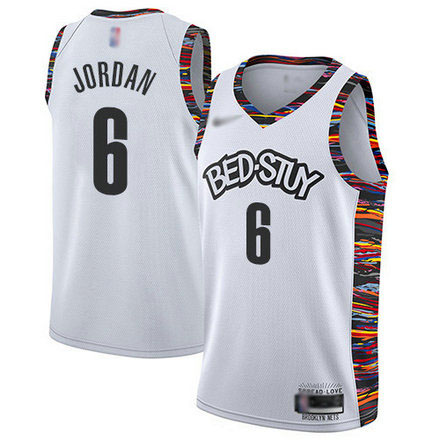 Nets #6 DeAndre Jordan White Basketball Swingman City Edition 2019 20 Jersey