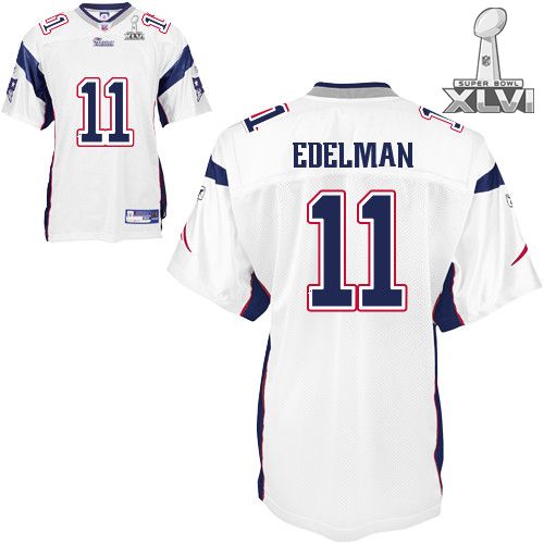 New England Patriots #11 Julian Edelman White 2012 Super Bowl XLVI NFL Jersey