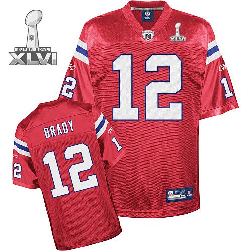 New England Patriots #12 Tom Brady Red Alternate 2012 Super Bowl XLVI NFL Jersey
