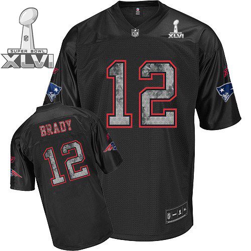 New England Patriots #12 Tom Brady Sideline Black United 2012 Super Bowl XLVI NFL Jersey