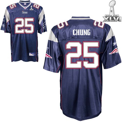 New England Patriots #25 Patrick Chung Dark Blue Team Color 2012 Super Bowl XLVI NFL Jersey