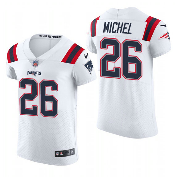 New England Patriots #26 Sony Michel Nike Men's White Team Color Men's Stitched NFL 2020 Vapor Untouchable Elite Jersey