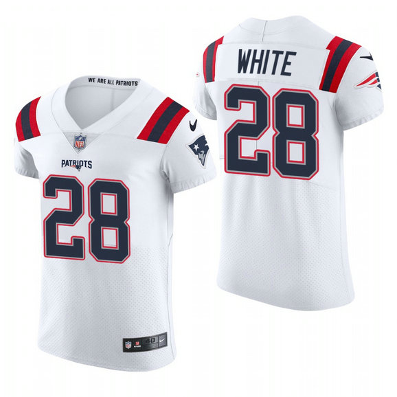 New England Patriots #28 James White Nike Men's White Team Color Men's Stitched NFL 2020 Vapor Untouchable Elite Jersey