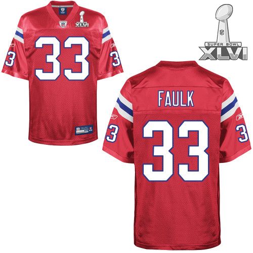 New England Patriots #33 Kevin Faulk Red Alternate 2012 Super Bowl XLVI NFL Jersey