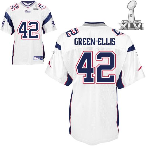 New England Patriots #42 BenJarvus Green-Ellis White Road 2012 Super Bowl XLVI NFL Jersey