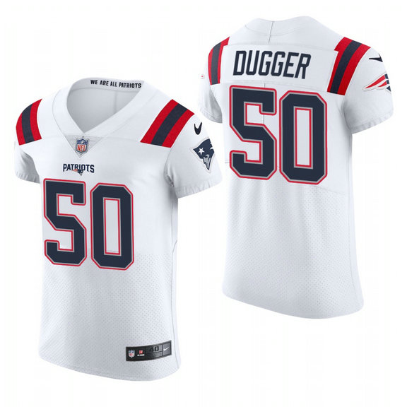 New England Patriots #50 Kyle Dugger Nike Men's White Team Color Men's Stitched NFL 2020 Vapor Untouchable Elite Jersey