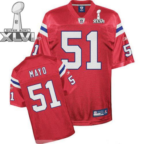 New England Patriots #51 Jerod Mayo Red Alternate 2012 Super Bowl XLVI NFL Jersey