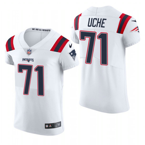 New England Patriots #71 Josh Uche Nike Men's White Team Color Men's Stitched NFL 2020 Vapor Untouchable Elite Jersey