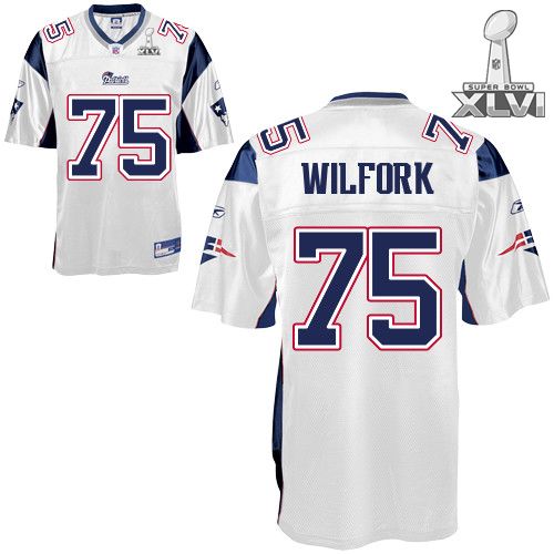 New England Patriots #75 Vince Wilfork White 2012 Super Bowl XLVI NFL Jersey