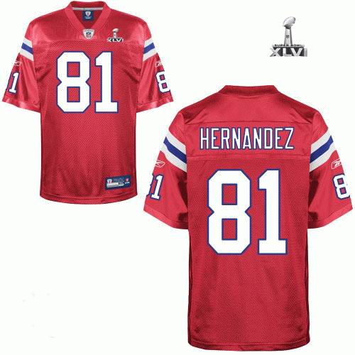 New England Patriots #81 Aaron Hernandez Red 2012 Super Bowl XLVI NFL Jersey