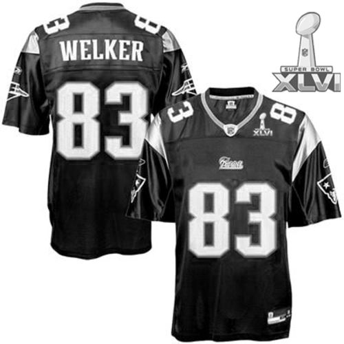 New England Patriots #83 Wes Welker Black Shadow 2012 Super Bowl XLVI NFL Jersey