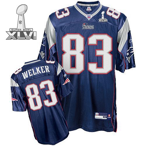 New England Patriots #83 Wes Welker Dark Blue 2012 Super Bowl XLVI NFL Jersey
