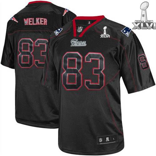 New England Patriots #83 Wes Welker Lights Out Black 2012 Super Bowl XLVI NFL Jersey