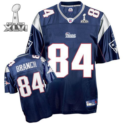 New England Patriots #84 Deion Branch Dark Blue 2012 Super Bowl XLVI NFL Jersey