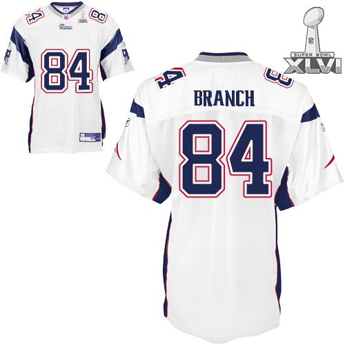 New England Patriots #84 Deion Branch White Road 2012 Super Bowl XLVI NFL Jersey