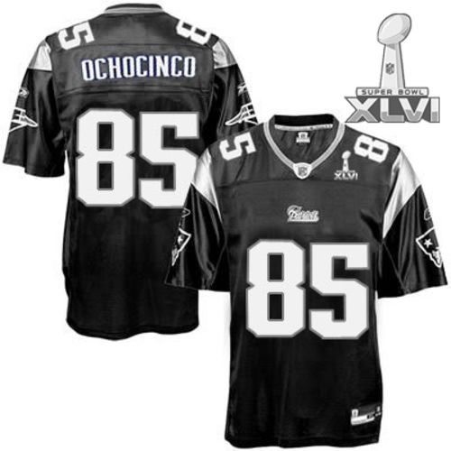 New England Patriots #85 Chad Ochocinco Black Shadow 2012 Super Bowl XLVI NFL Jersey