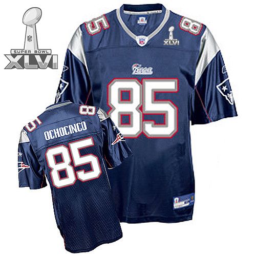 New England Patriots #85 Chad Ochocinco Dark Blue Team Color 2012 Super Bowl XLVI NFL Jersey