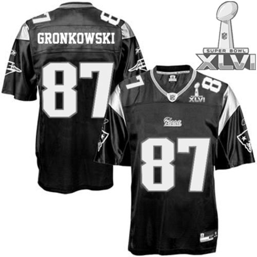 New England Patriots #87 Rob Gronkowski Black Shadow 2012 Super Bowl XLVI NFL Jersey