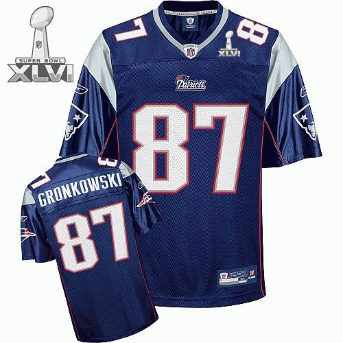 New England Patriots #87 Rob Gronkowski Dark Blue 2012 Super Bowl XLVI NFL Jersey