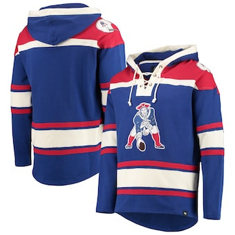 New England Patriots '47 Throwback Lacer Pullover Hoodie – Royal