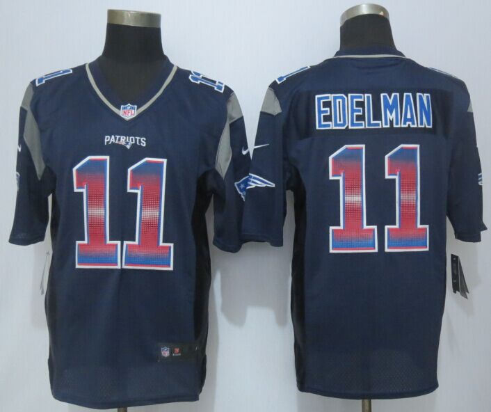 New England Patriots 11 Julian Edelman Pro Line Navy Blue Fashion Strobe 2015 New Nike Jersey