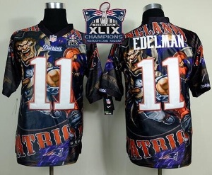 New England Patriots 11 Julian Edelman Team Color Super Bowl XLIX Champions Patch Stitched NFL Elite Fanatical Version Jersey