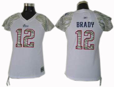 New England Patriots 12# Tom Brady Women Zebra Field Flirt Fashion Jersey white