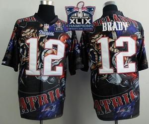 New England Patriots 12 Tom Brady Team Color Super Bowl XLIX Champions Patch Stitched NFL Elite Fanatical Version Jersey