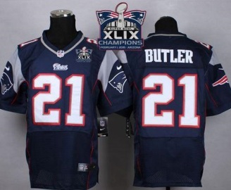 New England Patriots 21 Malcolm Butler Navy Blue Team Color Super Bowl XLIX Champions Patch Stitched NFL Elite Jersey